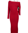 JLUX LABEL Dark Red Sparkle Knit Boat Neck Maxi Dress UK XS