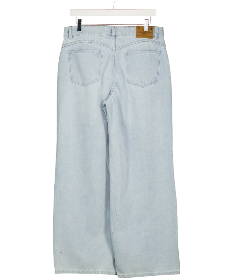 JUICY COUTURE Blue Bleached Denim Distressed Wide Leg Jeans W27