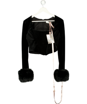 House of CB Catriona Black Velvet long sleeve Corset top UK M