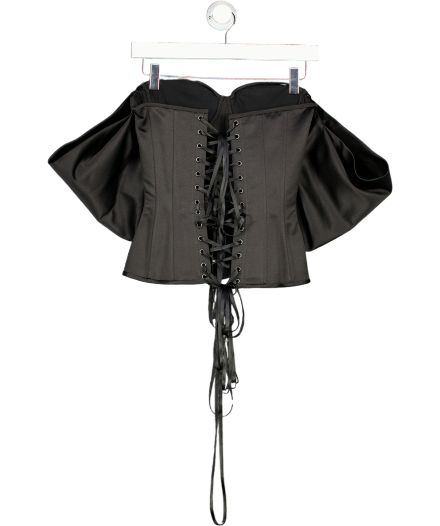 STATNAIA Black Satin Corset With Detachable Sleeves UK XS