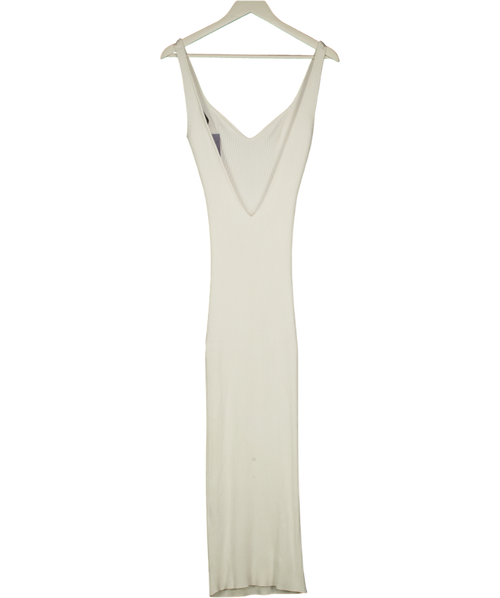 BAZILIKA Ivory White Ribbed Knit Dress With Open Back UK S