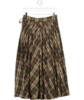 NOBODY'S CHILD Green Check Tailored Kilt Midi Skirt UK 8