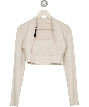 SISTERLY TRIBE Cream Square Neck Long Sleeve Activewear Top UK M