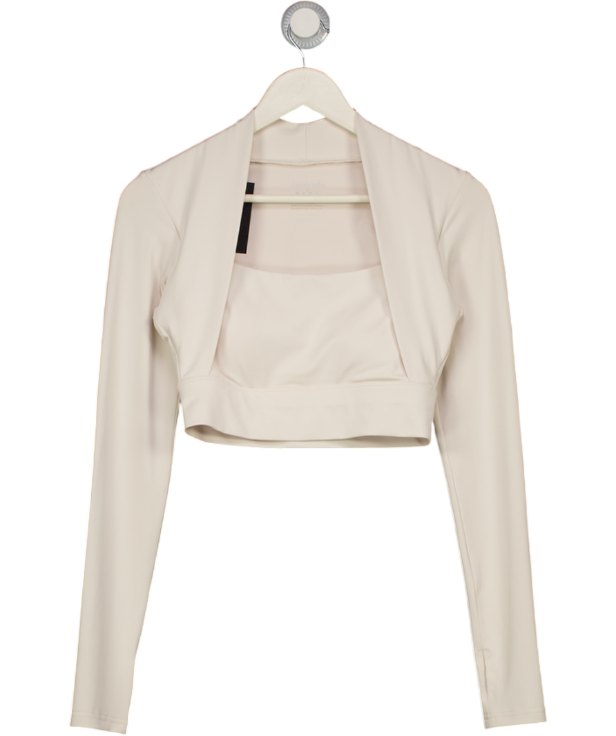 SISTERLY TRIBE Cream Square Neck Long Sleeve Activewear Top UK M