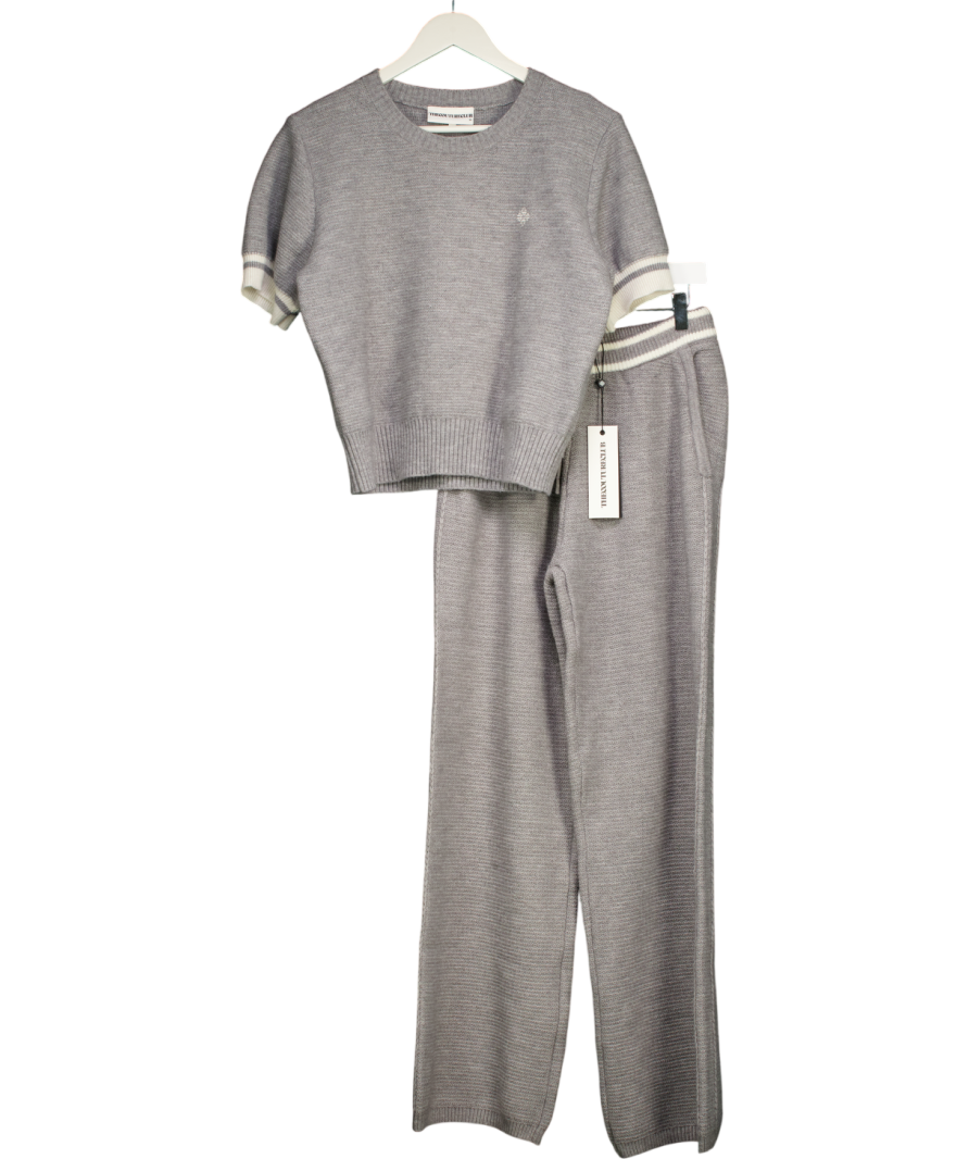 The Couture Club Grey Contrast Stripe Kniited Trouser And Top Set UK S/M
