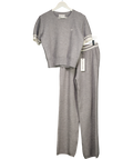 The Couture Club Grey Contrast Stripe Kniited Trouser And Top Set UK S/M