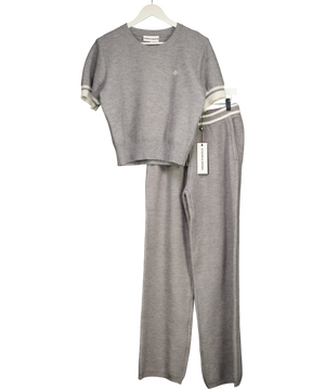 The Couture Club Grey Contrast Stripe Kniited Trouser And Top Set UK S/M