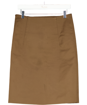 LII Brown Stiff Midi Skirt UK S