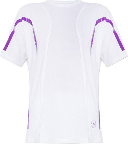 Adidas by Stella Mccartney Conscious  Loose Running Logo Tee In White & Active Purple UK XL