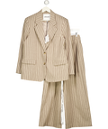 ARRANGE 2-piece Oversized Blazer & Wide Leg Trouser Set In Chocolate Brown Stripe UK 10