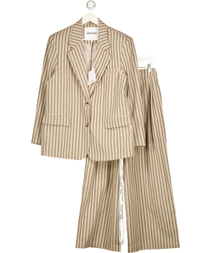 ARRANGE 2-piece Oversized Blazer & Wide Leg Trouser Set In Chocolate Brown Stripe UK 10