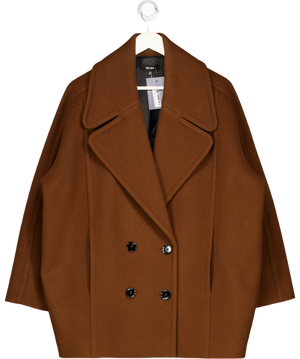 ME + EM Chocolate Brown Wool Blend Double Breasted Short Coat UK 10