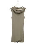 Rick Owens Beige Ribbed Wool Off The Shoulder Mini Dress UK L