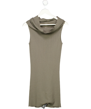 Rick Owens Beige Ribbed Wool Off The Shoulder Mini Dress UK L