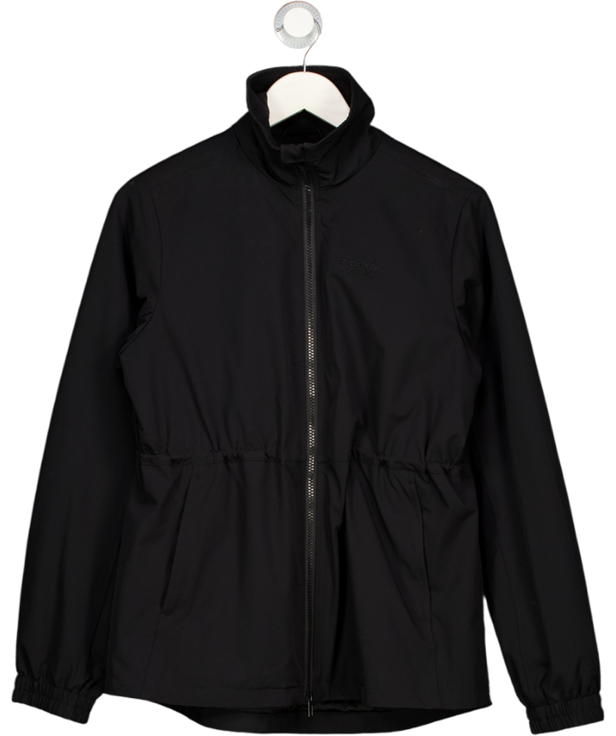 7 DAYS  ACTIVE Black Tech Drawstring Waist Running Jacket UK S