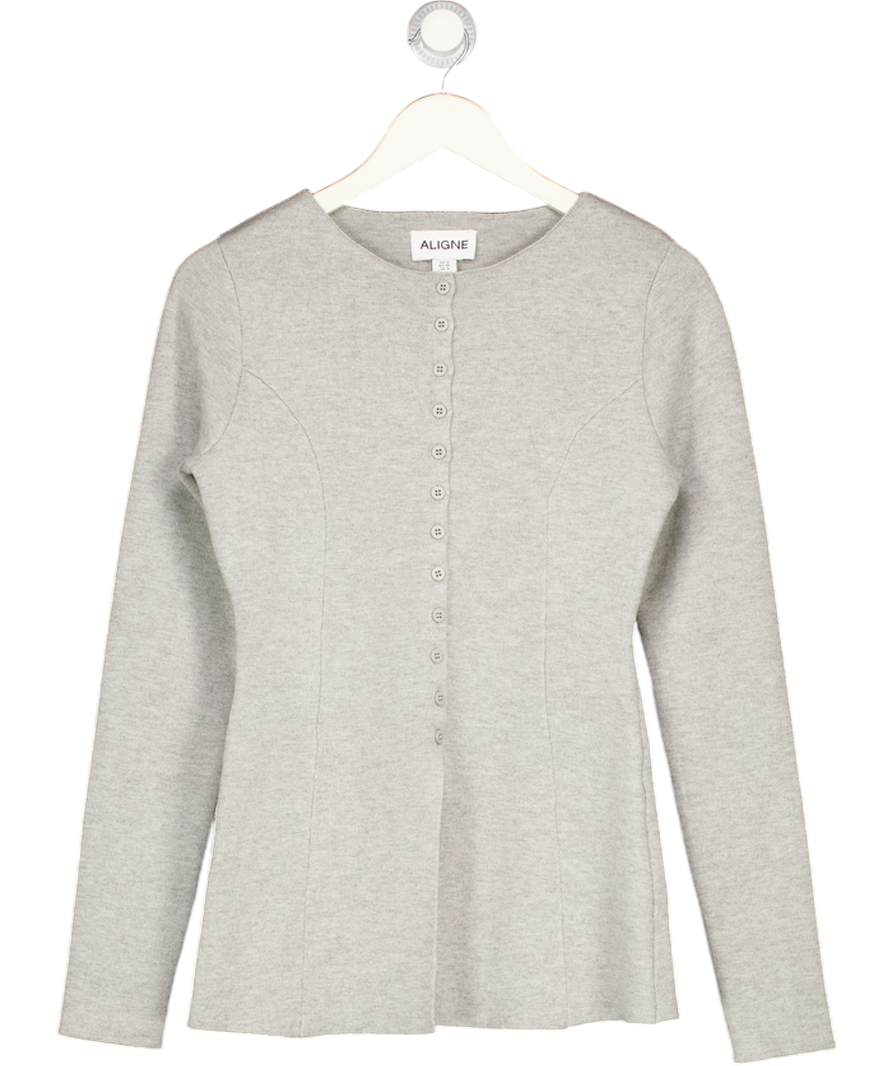 ALIGNE Grey Daphne Waisted Knit Cardigan UK 8