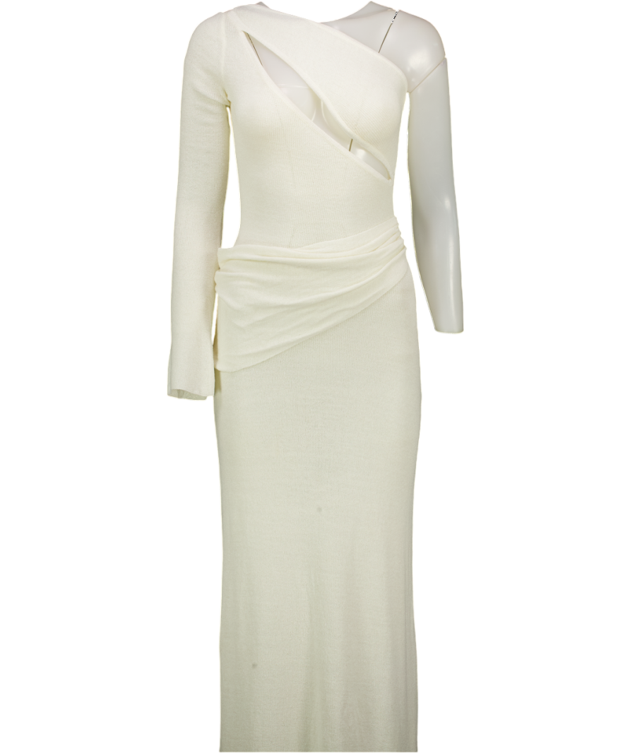 Meshki Cream Alexius One Shoulder Knit Maxi Dress - Ivory UK XS