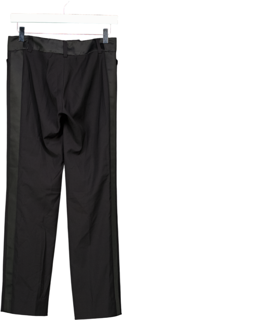 D&G DOLCE & GABBANA Black Fine Wool Blend Satin Side Stripe Tux Trousers It40 W26