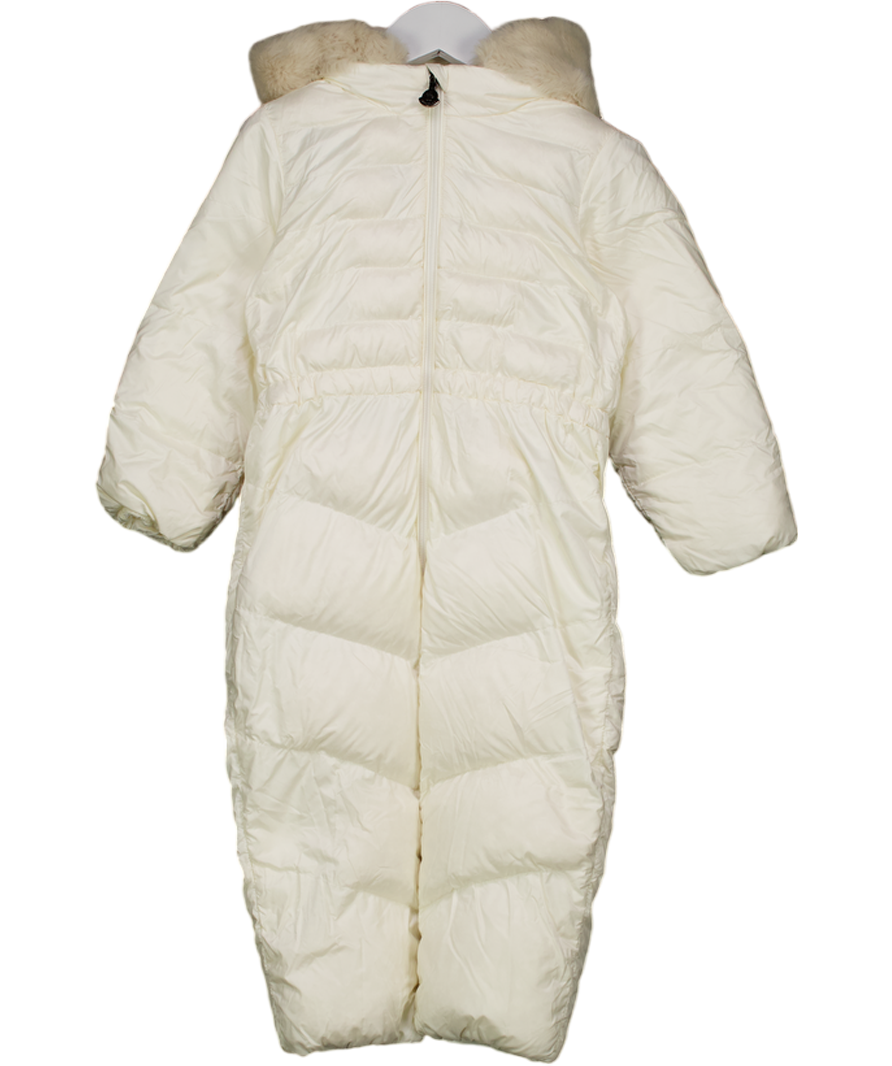 MONCLER Cream Feather And Down Filled Fur Hooded Snowsuit 2 Years