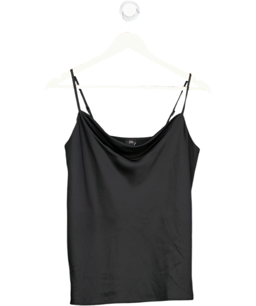 River Island Black Satin Cowl Front Cami Top UK 6