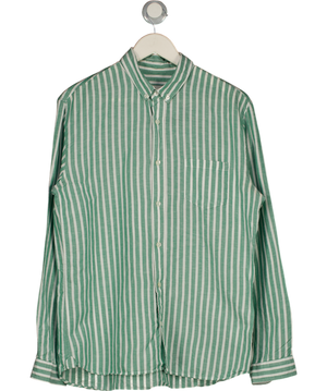 OCTOBRE EDITIONS Green Stripe Linen / Cotton Blend Shirt UK L