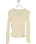 Remain Birger Christensen Cream Gathered Ribbed Jersey Top UK S