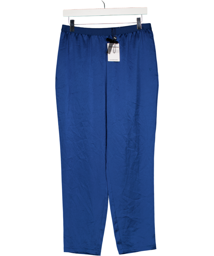 T by Alexander Wang Blue Satin Tapered Trousers UK S
