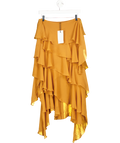 ZARA Zw Collection Asymmetric Ruffle Midi Skirt - Burnt Orange UK S