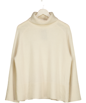 REISS Edina Relaxed Wool-cashmere Blend Roll Neck Jumper In Cream UK M