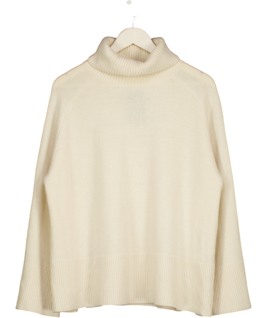 REISS Edina Relaxed Wool-cashmere Blend Roll Neck Jumper In Cream UK M