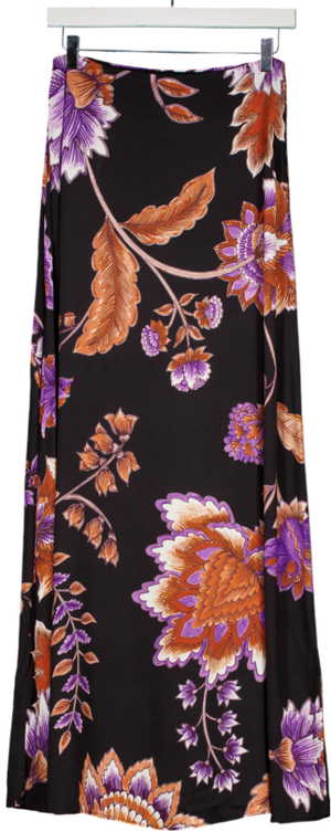 Hayley Menzies Black Floral Print Maxi Skirt UK S