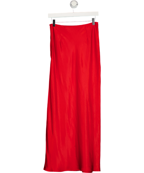 4th & Reckless Red Satin Slip Midi Skirt UK 8