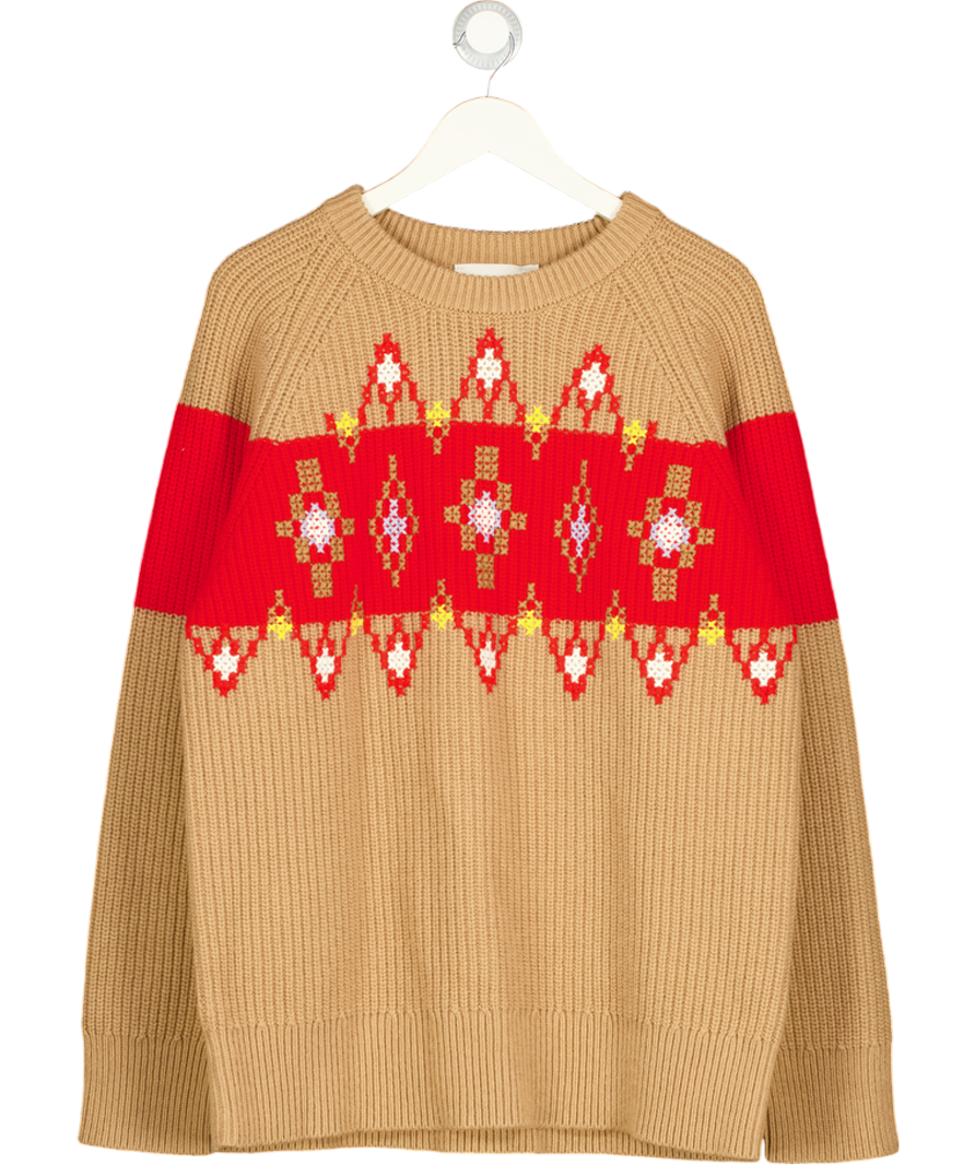AMI Paris Camel / Red  Holiday Capsule Wool Sweater UK M