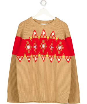 AMI Paris Camel / Red  Holiday Capsule Wool Sweater UK M