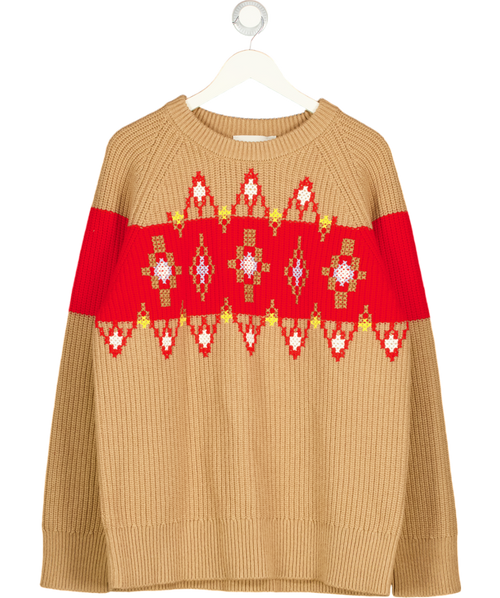 AMI Paris Camel / Red  Holiday Capsule Wool Sweater UK M