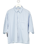 ZARA Blue Striped Boxy Fit Shirt UK M