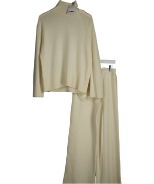Aavelle Cream Oversized Cashmere Blend Roll Neck And Trouser Set UK S