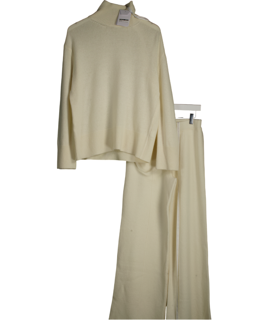 Aavelle Cream Oversized Cashmere Blend Roll Neck And Trouser Set UK S