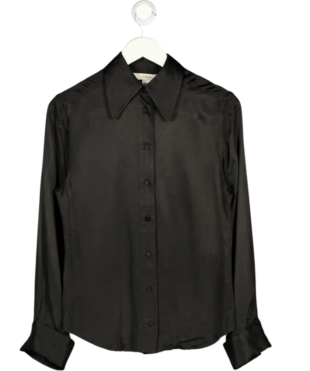 REMAIN Black Cupro Satin Shirt UK 8