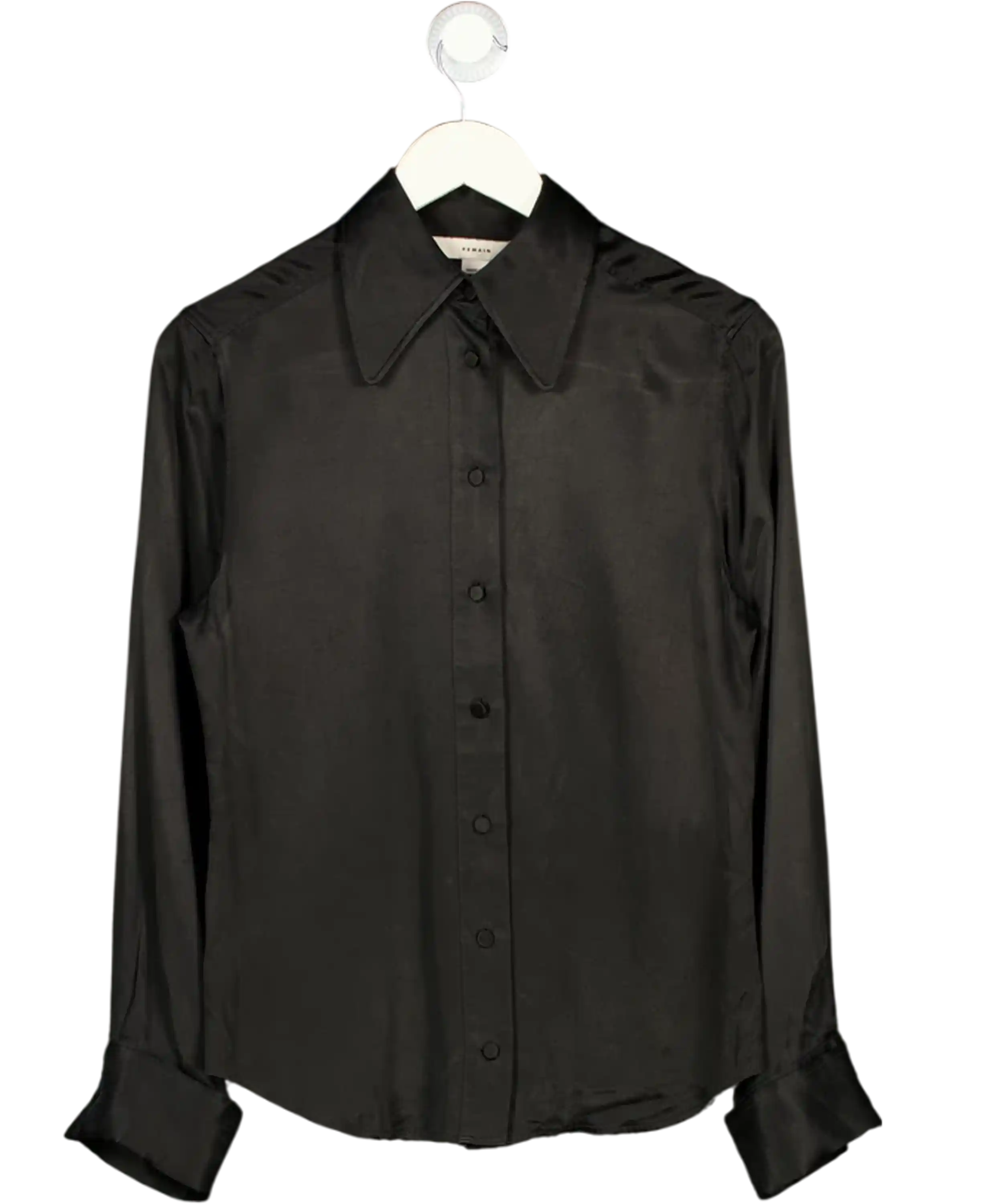 REMAIN Black Cupro Satin Shirt UK 8