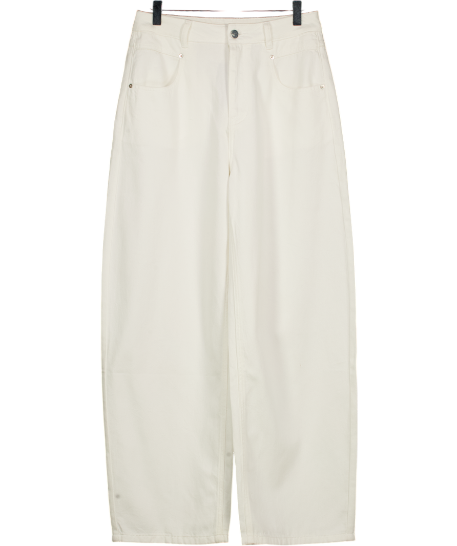 COMMENSE White Mid Waist Wide Leg Denim Jeans UK S