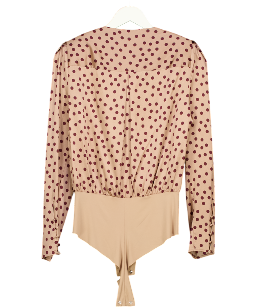L'agence Beige Brenda Puff Sleeve Bodysuit UK S