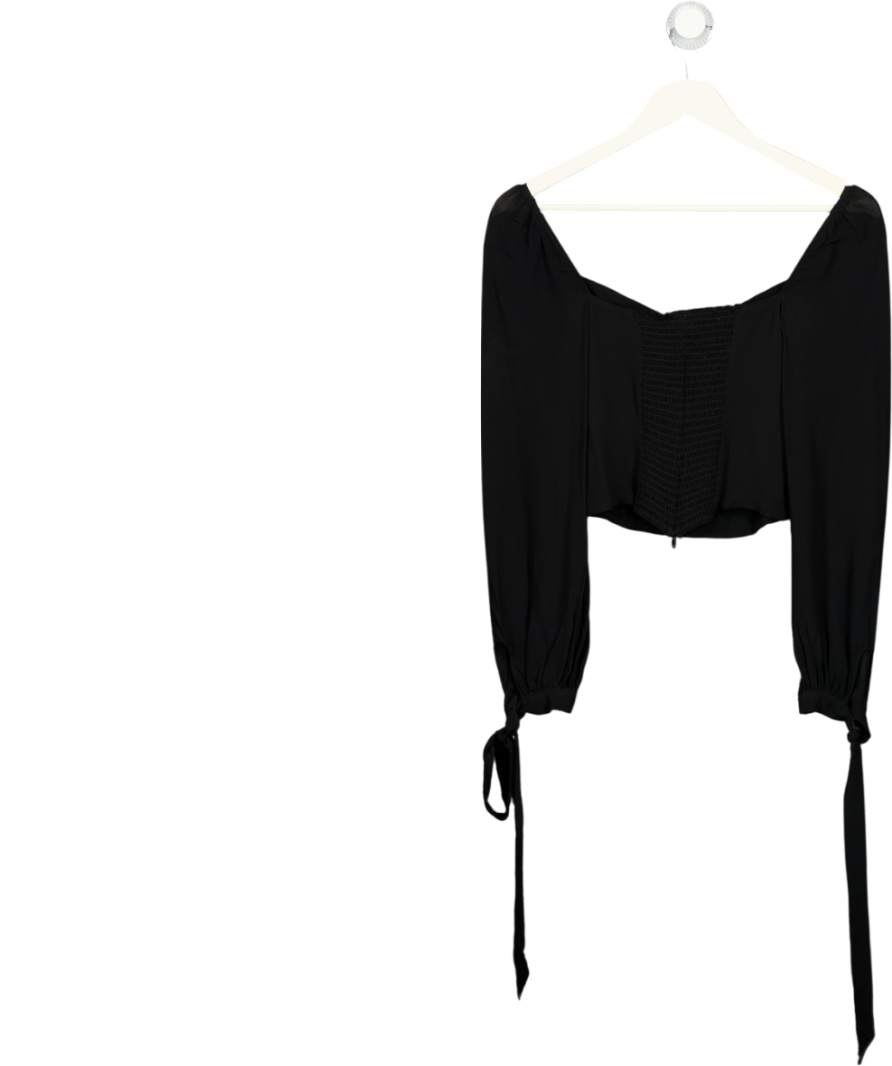 REFORMATION Black Sweetheart-neck Woven Shirred Back Top Sz0 UK 4