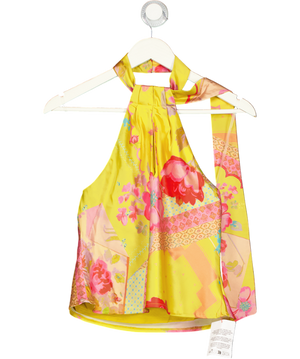ASOS Top With Scarf Detail In Yellow Floral UK 6