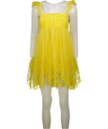 ANTHROPOLOGIE Yellow Let Me Be Eyelet Tulle Mini Dress UK M