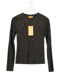 Stine Goya Black Elastic Long Sleeve Top - Liquified Logo UK XS