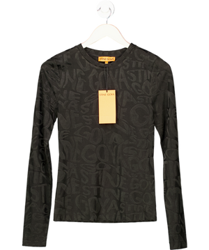 Stine Goya Black Elastic Long Sleeve Top - Liquified Logo UK XS
