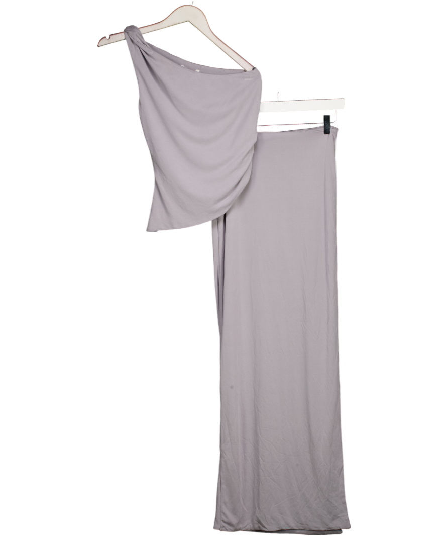 BAYSE 2-piece Grey One Shoulder Top and maxi skirt set UK S