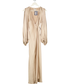 SHONA JOY Champagne Beige La Lune Long Sleeve Maxi Dress UK 10