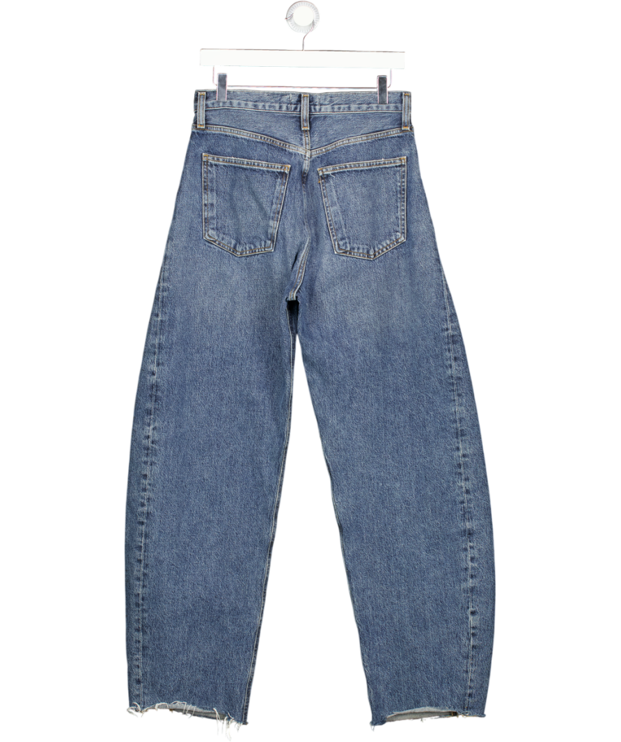 AGOLDE Blue Luna Frayed High-rise Barrel-leg Jeans W27